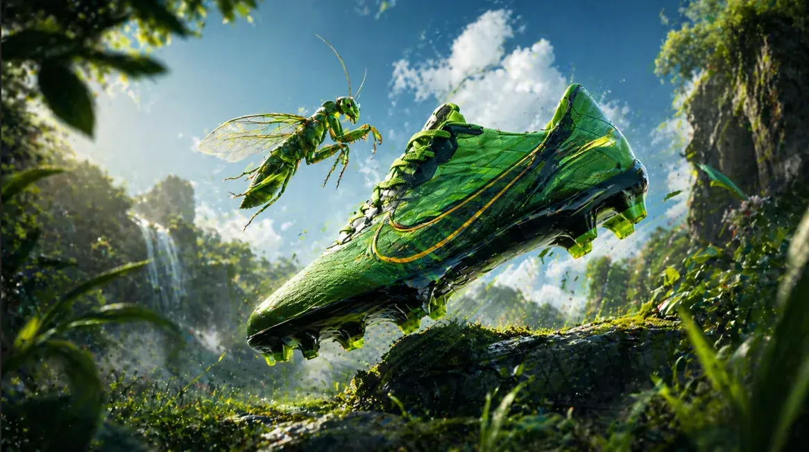 The Mantis boot floating in green light