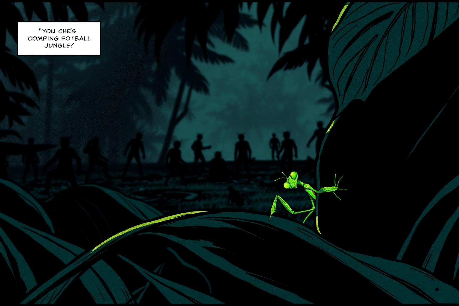The Kid — a young mantis hidden in the grass