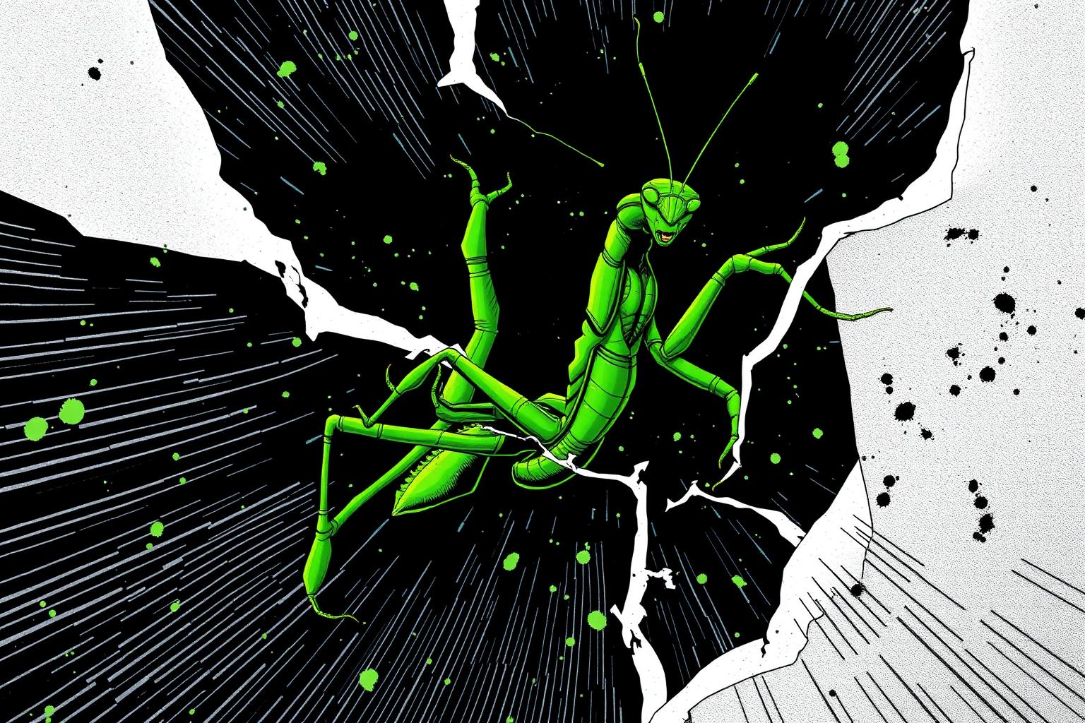 The Fall — the mantis leaps and breaks his leg